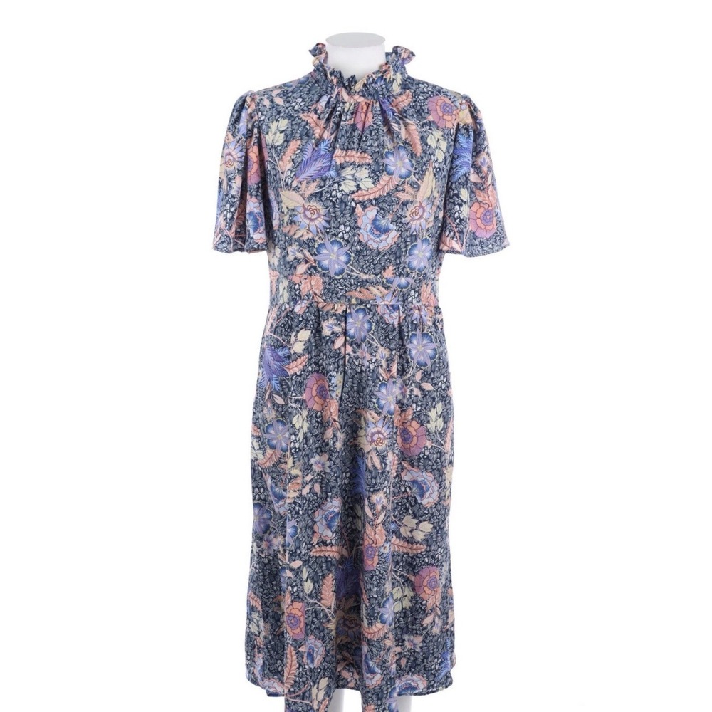Julia Jordan Dress Floral High Neck Ruffle Midi Blue Modest Feminine Wedding 16